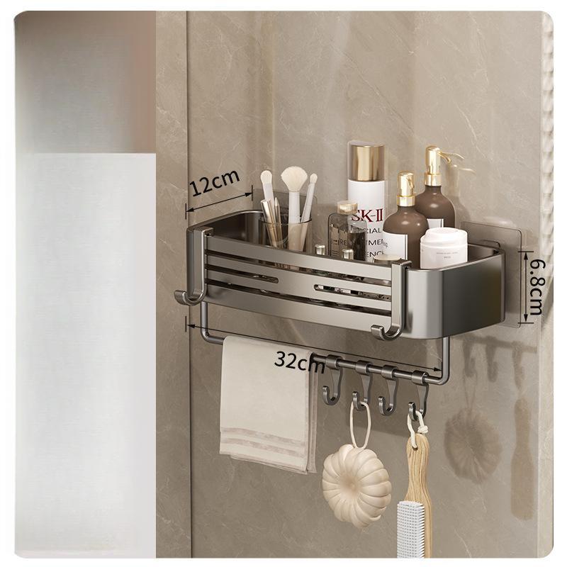 Aluminum Alloy Bathroom Shelves Punch-free Thickened Tripod Wall-mounted Corner Shelf Bathroom Accessories Shower Organizer