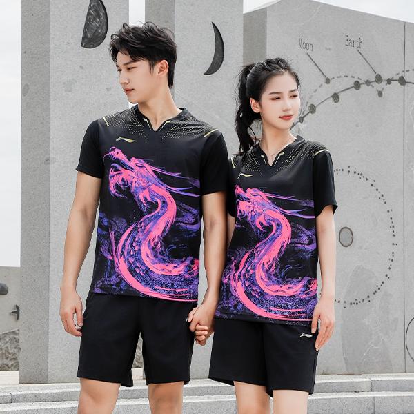 Li-Ning Ping Pong Series Quick-Dry Sports Round Neck T-Shirt Unisex Tops Black AAYR361-2