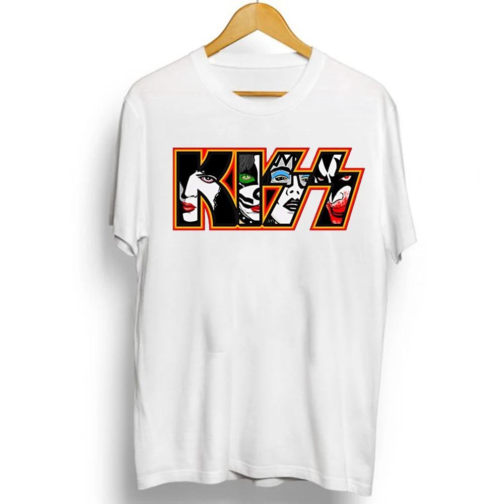 2021 New Fashion Kiss Band Rock Letter Poster Men's T-Shirt Graphics Funny Casual Short Sleeve Round Neck Shirt Hip Hop Tees
