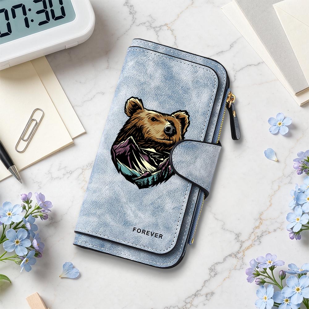 Bear Pattern Long Wallet Forever Fashion Casual PU Leather Card Holder