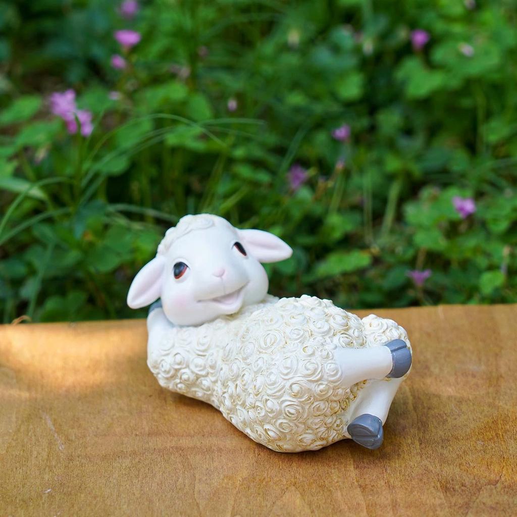 Креативная смоляная статуя фермы «Ленивый ягненок», статуя овцы, фигурка ягненка, милое уличное украшение, скульптура животного для двора, патио, ландшафтного декора