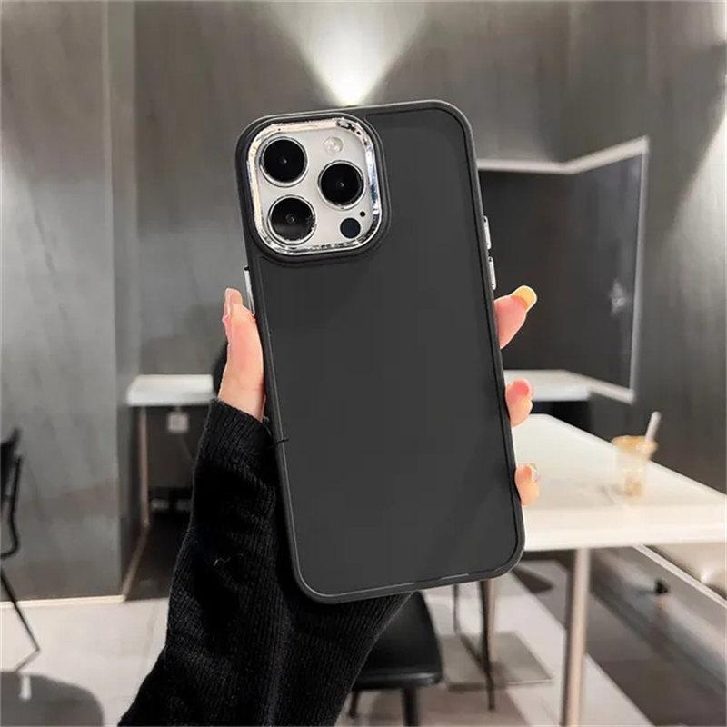 Electroplate Lens Bumber Phone Case For iPhone 16 15 14 Pro Max 13 12 11 15 Pro Max X XR XS Max 7 8Plus Solid Color Silicon Back Cover