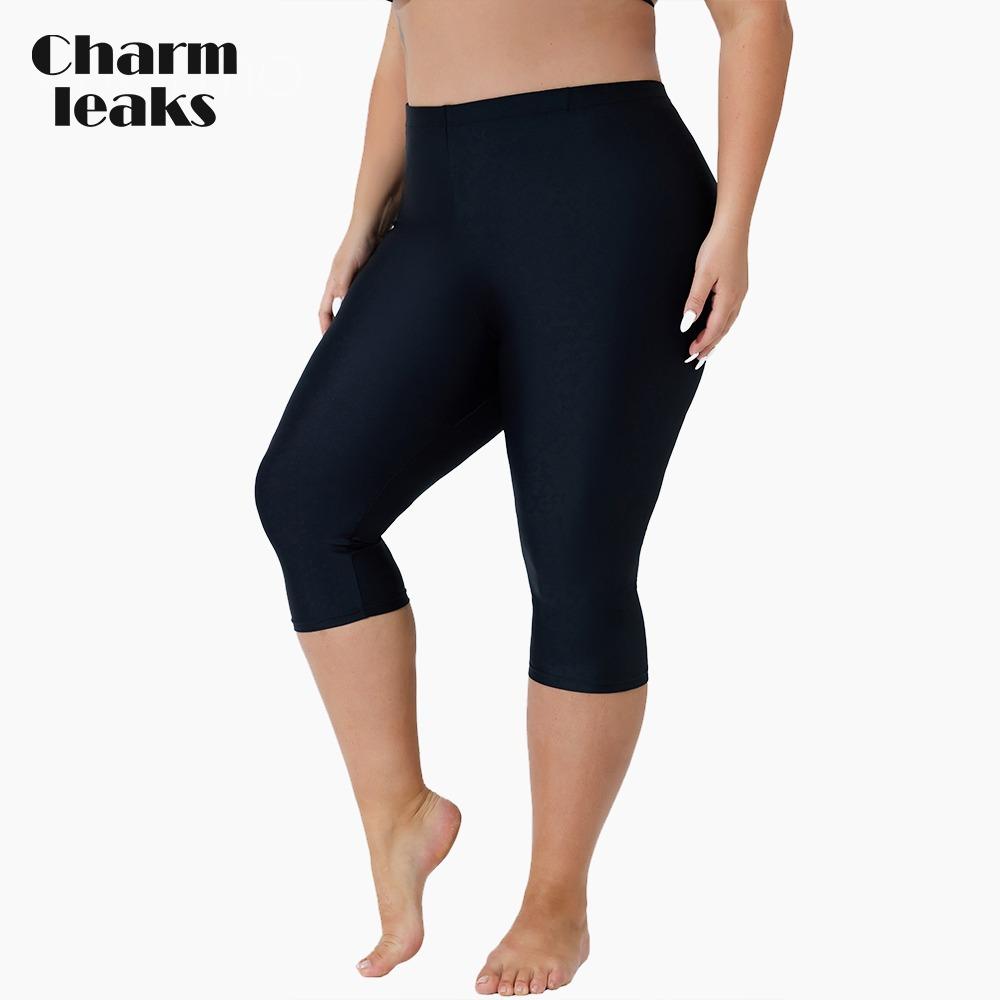 CHARMLEAKS Купальные брюки больших размеров для женщин с высокой талией, купальные капри, купальные шорты, леггинсы для плавания
