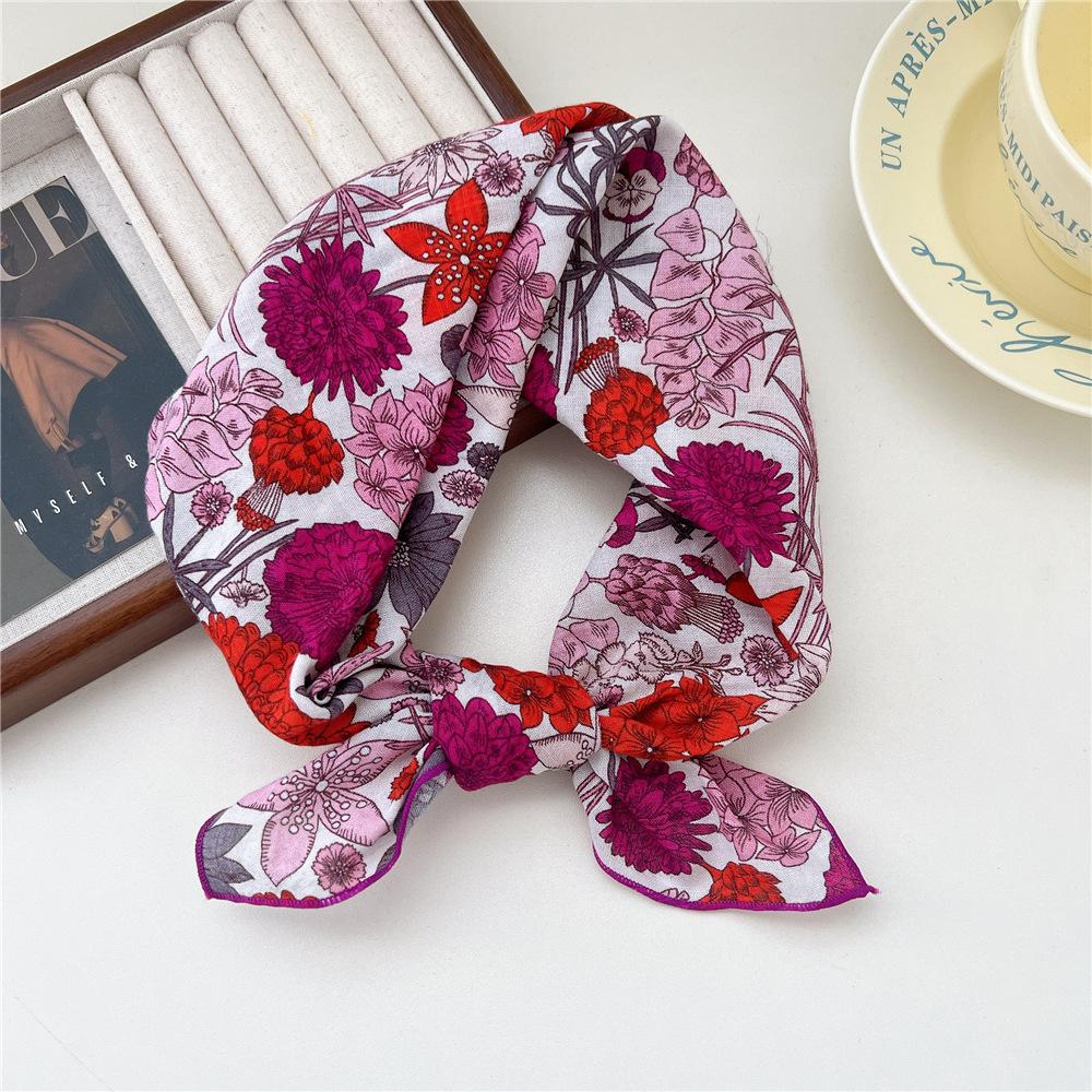 Маленький квадратный шарф из хлопка и льна, шелковый шарф, женский, весна и осень, новый стиль, художественный и универсальный, модный, темпераментный шарф-повязка на голову