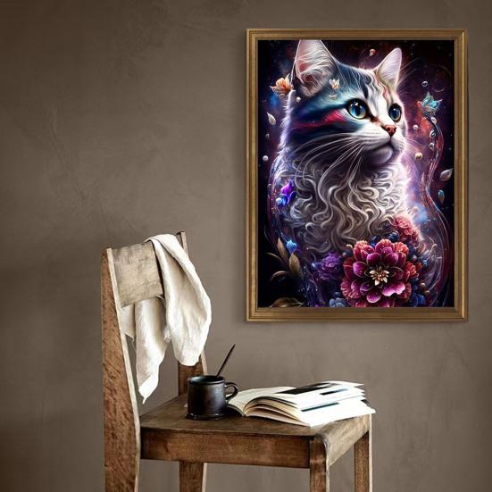 Пейзаж с бриллиантами, милый кот, принт, дизайн, улучшение координации, снятие стресса, мозаика, алмазная вышивка, украшение для дома, сделай сам, подарок