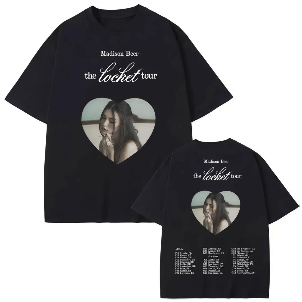 Custom Shirt Madison Beer The Locket Tour 2026 Merch Tshirt Fashion Pop Music Short Sleeve T Shirts Unisex Unisex Casual Loose Cott