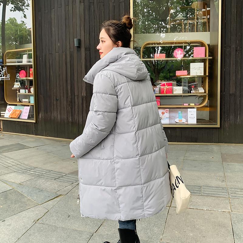 Женская осенне-зимняя куртка с воротником на шнурке и пуговицами, длинная парка на молнии, свободное теплое хлопковое пальто