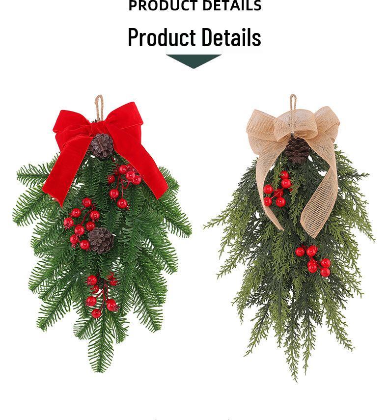 Classic Red and Green Plaid Christmas Wreath for Door or Hotel Decoration