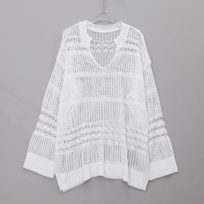 Летние женские солнцезащитные трикотажные накидки с длинными рукавами, свободные полые накидки средней длины