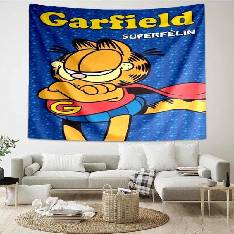 Garfield Print Tapestry, Backdrop, Easy Setup, Ideal for Bedroom, Office & Living Room, with Aesthetic Wall Hanging Decor.