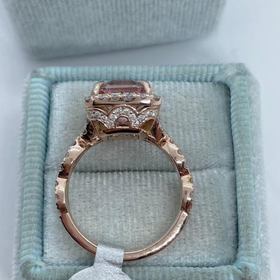 Gorgeous Rose Gold Color Inlaid Champagne CZ Women's Ring Square Design Daily Wear Party Jewelry