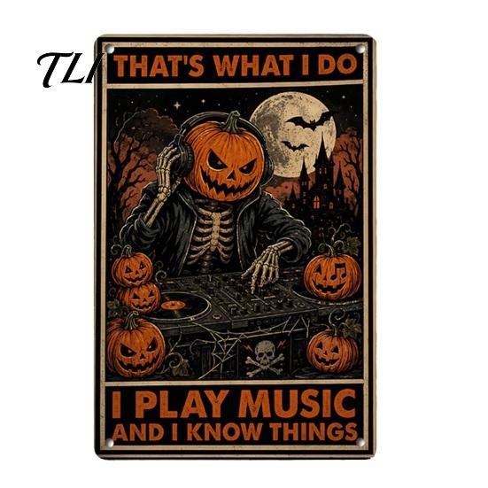 Durable Metal Hanging Sign Retro Halloween Wall Sign, Pumpkin Ghost Bathroom Witch Skeleton Art Cat Festival for Bar Home Room Decor Party Ornaments