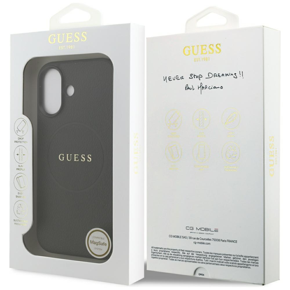 Guess Grained Ring MagSafe case for iPhone 17 black