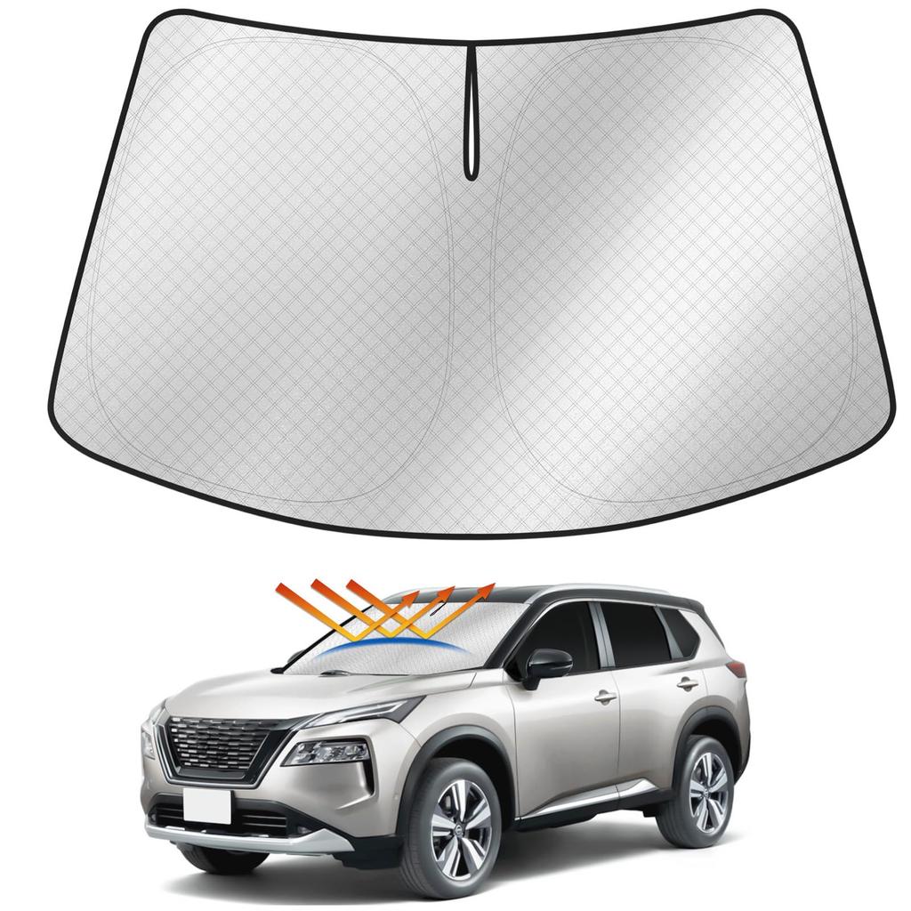 ZATOOTO Nissan T33 Series Windshield UV Heat Sleeping In the No Suction Cups Easy To Storage Bag X-Trail Sunshade, Sunshade, Blackout, 6-Layer