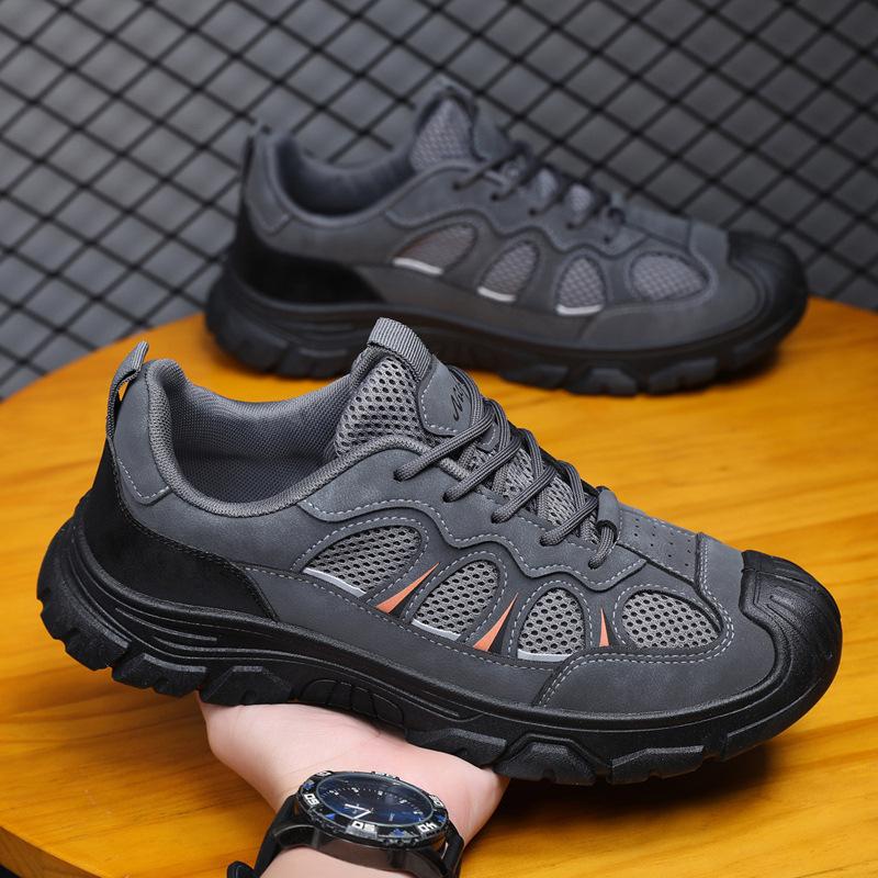 Men's Shoes New Casual Sports Shoes Thick Bottom Hollow Breathable Outdoor Work Shoes Hiking Shoes