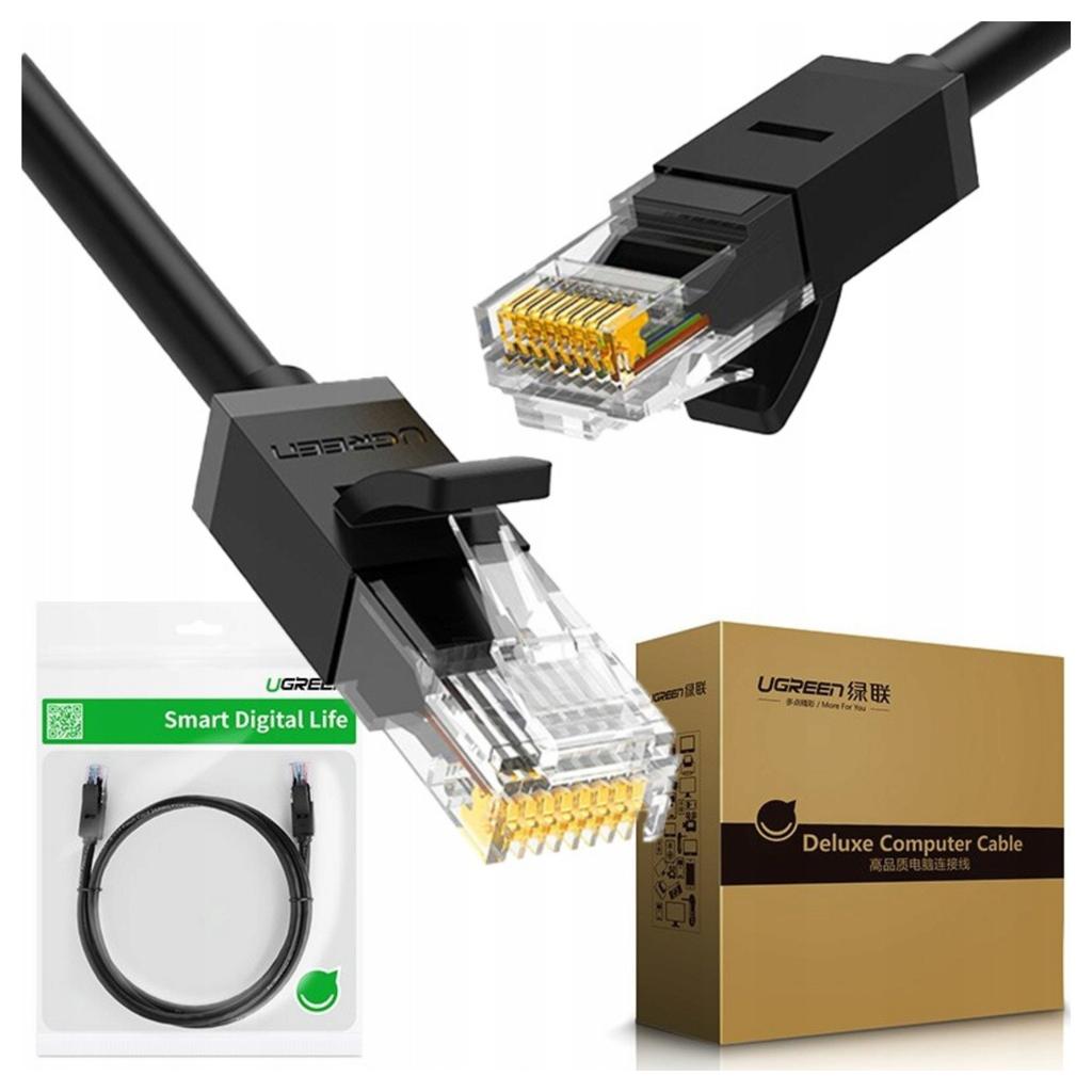Ugreen Kabel Przewód Internetowy Sieciowy Ethernet Patchcord Rj45 Cat 6 Utp 1000Mbps 1M Czarny (20159)