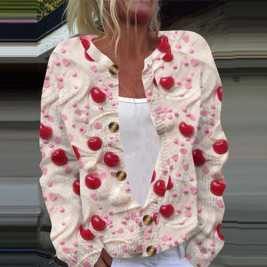 Женская повседневная мода с принтом, длинный рукав, кардиган, куртка на пуговицах