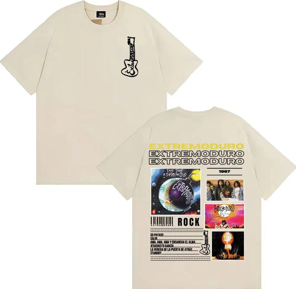 Мода Ретро Короткий Рукав EXTREMODURO Тур Мужчины Женщины Мода Винтаж Короткий Рукав Футболки Поп Свободная Футболка Оверсайз