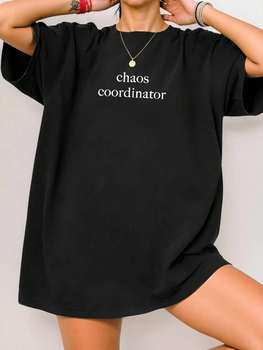 Chaos Coordinator Slogan Black Loose Casual Women's T-Shirt