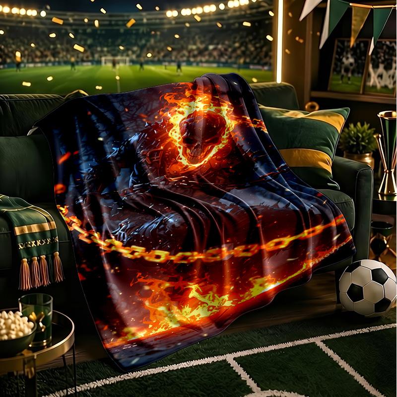 Ghost-Rider On Fire Throws Blanket Flannel Blankets Plush for Couch Bed Gifts for Men Women Travel picnic blanket Christmas fan gifts
