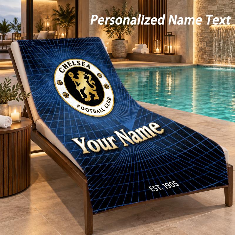 Custom Text Chelsea FC Print Beach Towel Large Towel For Home Bathroom Beach