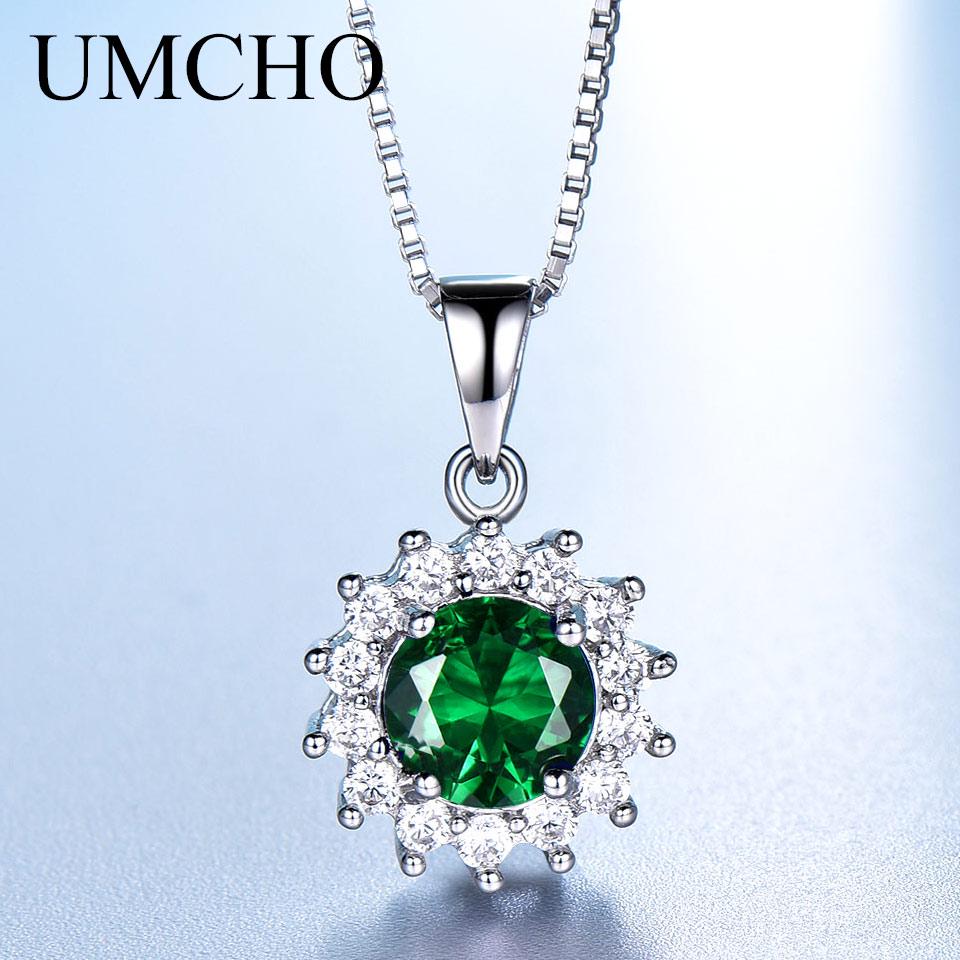 Umcho Подвески с изумрудными драгоценными камнями для женщин, подлинное лакомство, майский камень, пасьянс, ювелирные изделия с цепочкой, юбилей, день рождения, день Святого Валентина, ювелирные изделия, подарок
