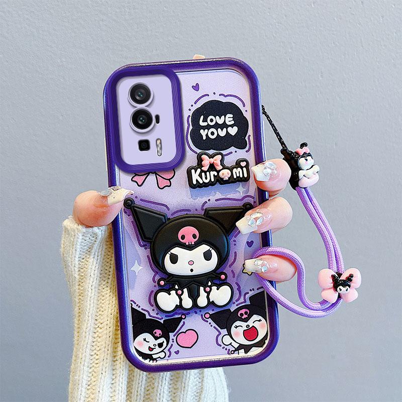 KEYSION Shockproof Case for Xiaomi POCO F5 Pro with Lanyard Soft Silicone Cute 3D Cartoon Doll Phone Back Cover for POCO F5