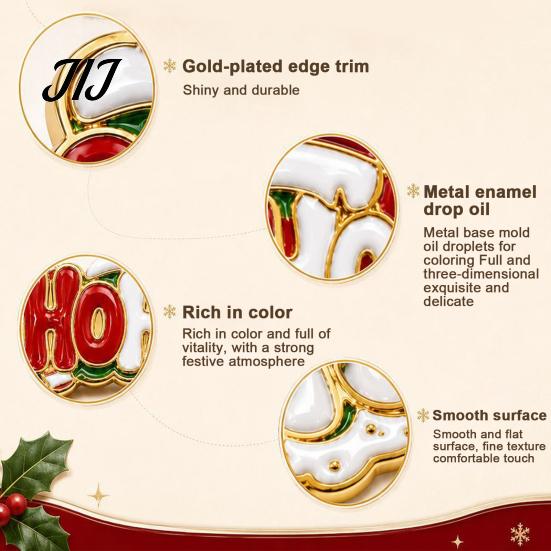 Christmas Theme Badge HOHOHO Enamel Brooch for Christmas, Santa Hat Candy Cane Clothes Alloy Pin, Decorative Holiday Sweaters Jackets Scarves