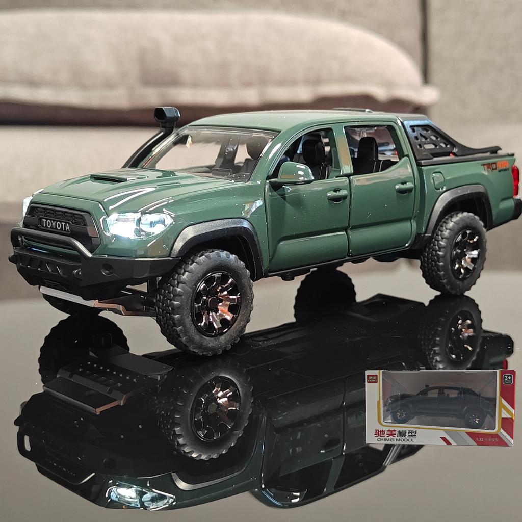 1:32 Toyota Tacoma TRO Off Road Pickup Alloy Diecast Model Computer Desktop Decoration With Sound Light Beautiful Christmas Gift