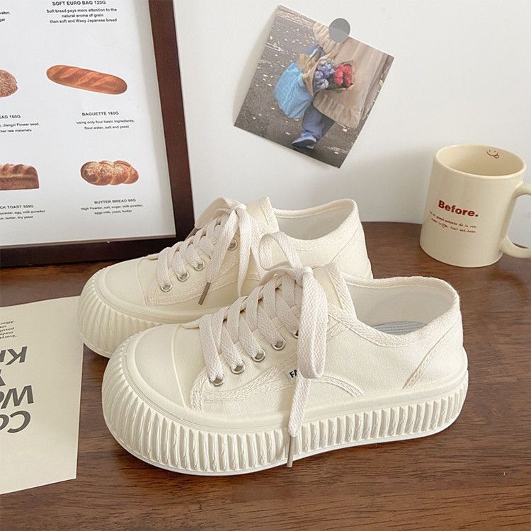 College Style Platform Canvas Shoes Women's 2025 Spring and Summer New Student Versatile Ins Tide Sports and Leisure White Shoes