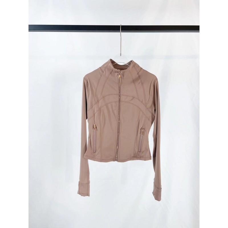 Womens Slim Fit Short Jacket Gold Zipper Yoga Fitness Activewear