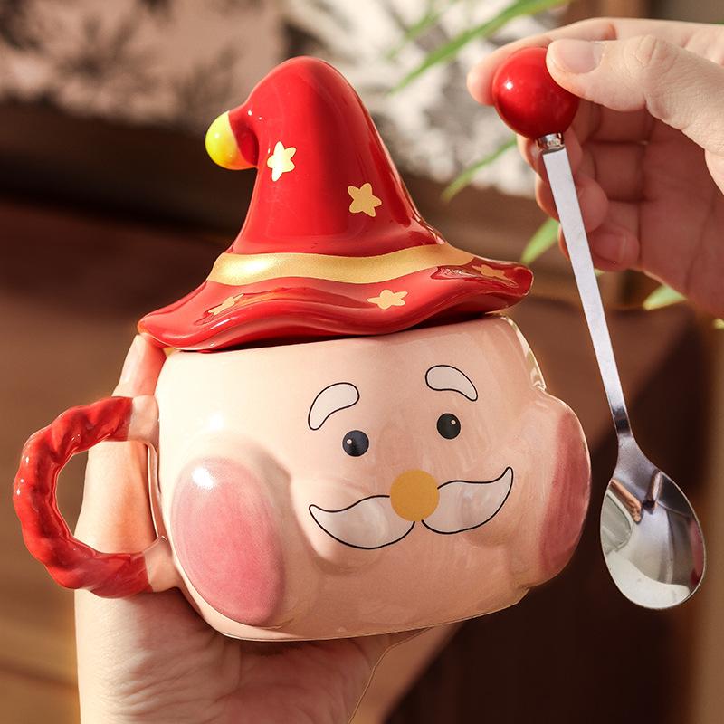 Милая кружка Санта-Клауса Рождественский подарок Креативный дизайн Керамическая чашка Сувенир для девочек Подарочная коробка