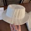 High-quality old money wind wool hollow flat top hat women's high-end knitted top hat shows small temperament in four seasons