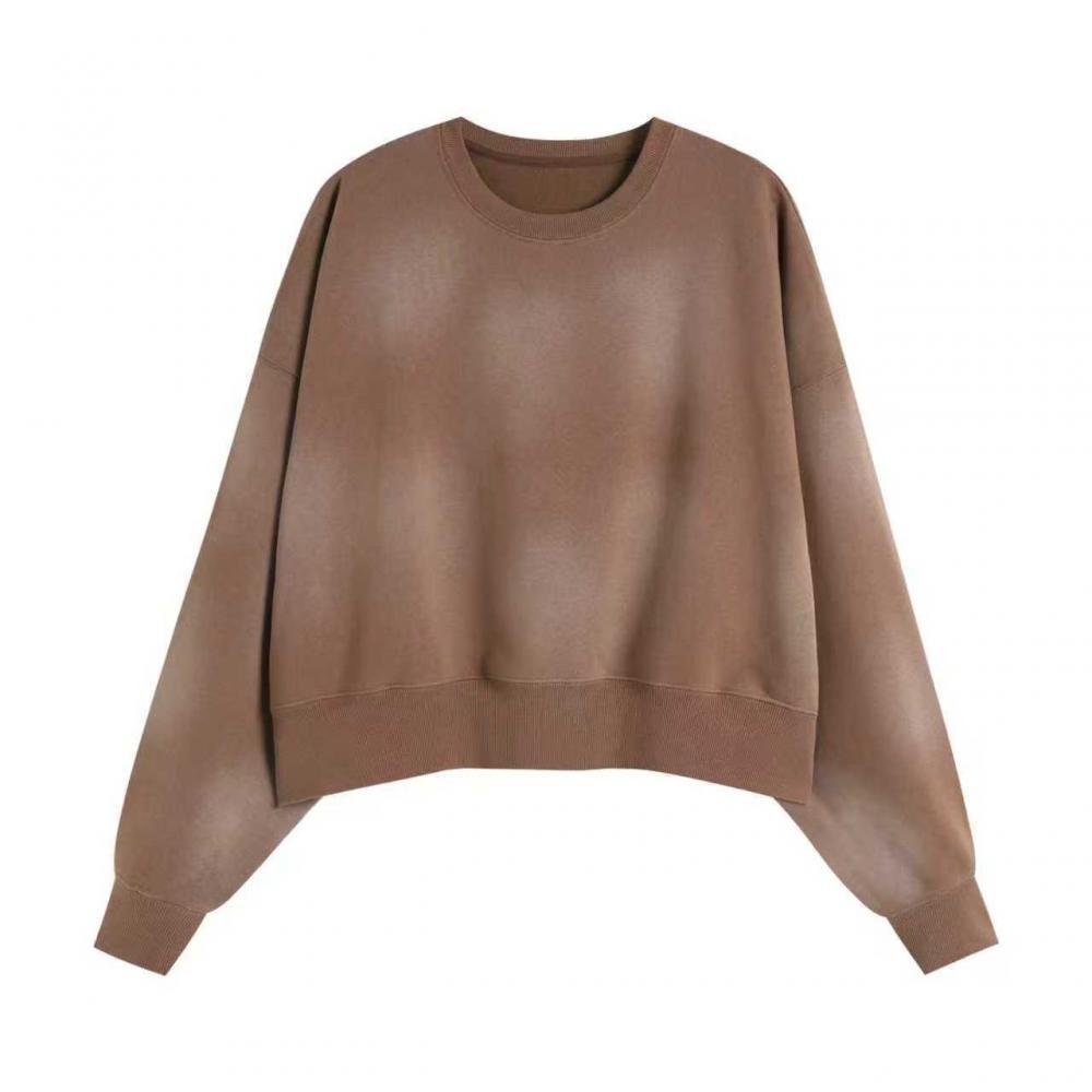 Heavyweight Vintage Spray-Painted Monkey Sweatshirt: Women's Cropped, Retro Drop Shoulder, European & American Hot Girl Casual Style