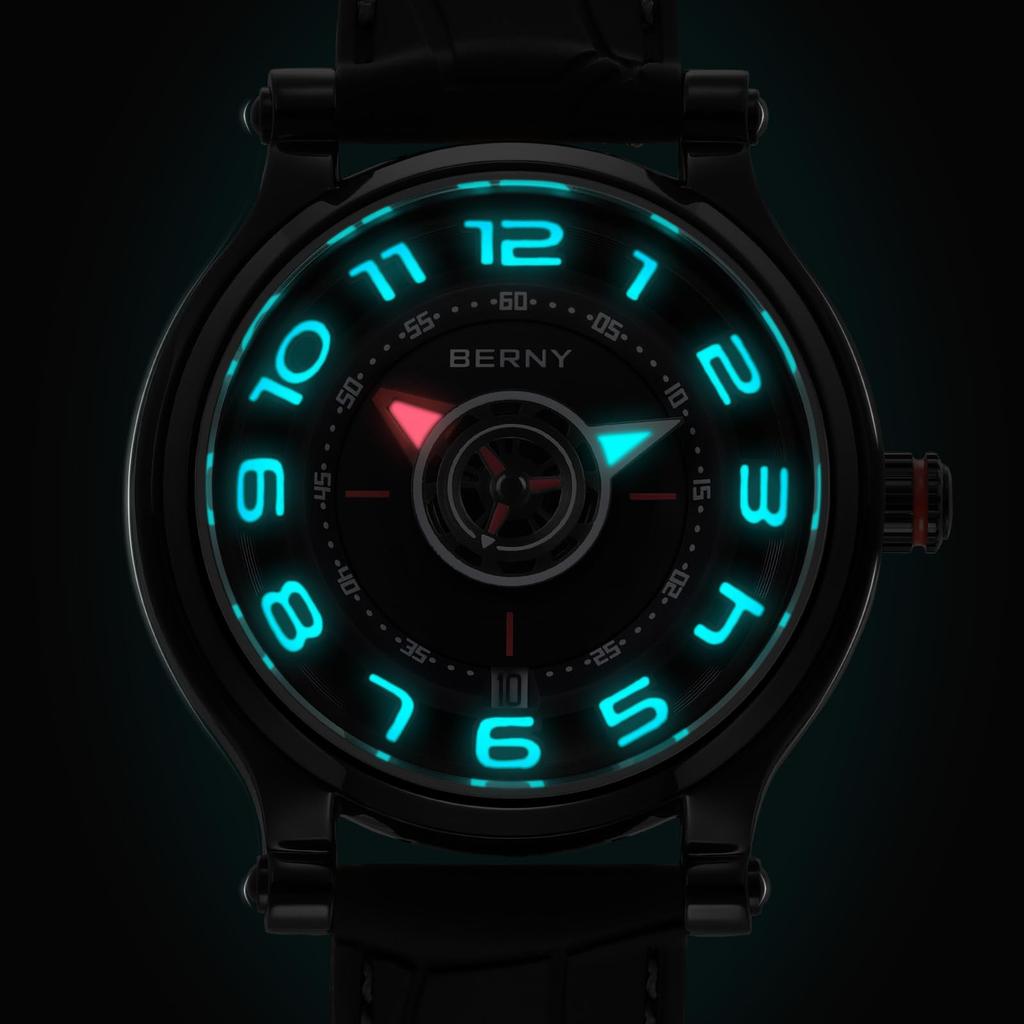 BERNY Watch Mechanical Watch Watch Автоматические и ручные часы Miyota 8215 Многофункциональный календарь Светящиеся стрелки Выставочная задняя крышка 5ATM