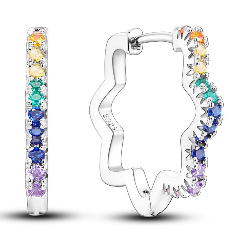 Hoop Earrings New silver 925 Rainbow, Shell, Women's Earrings Making jewelry For Women as Wedding Party Gifts