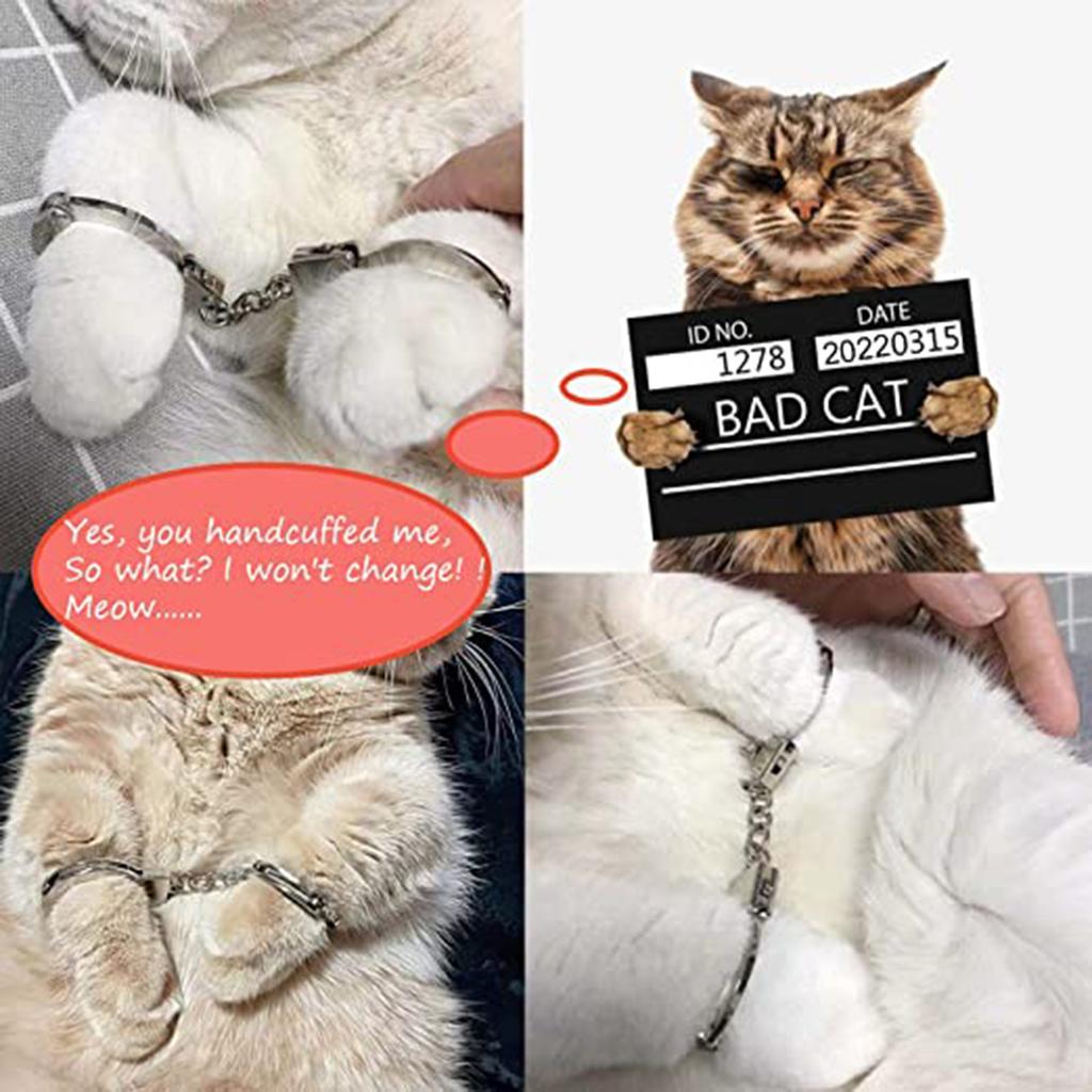 Забавные наручники для кошек, наручники для игрушек для домашних животных из нержавеющей стали, наручники для домашних животных подходят для большинства маленьких, улучшают отношения с и увеличивают