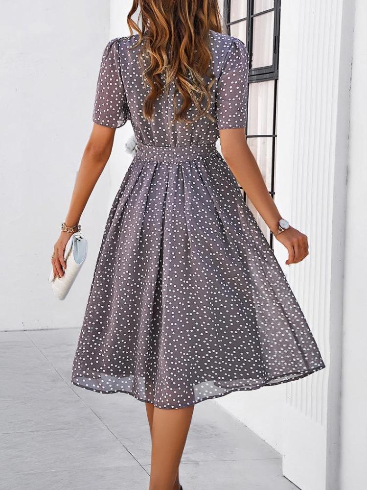 Women European American Polka Dot Lace Up Dress Diyun Spring Summer Collection Fashion Trendy