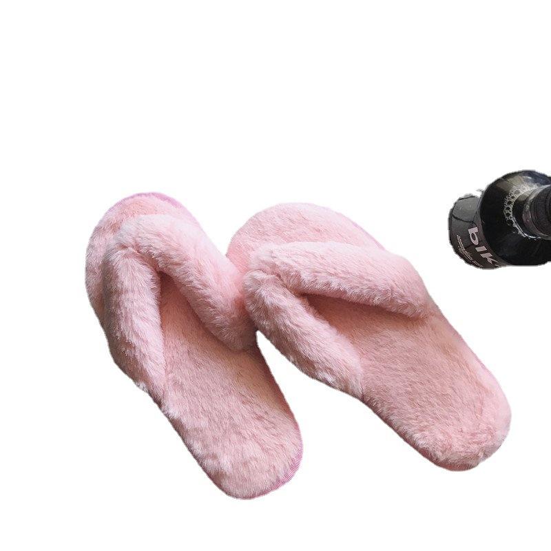 Осенние и зимние плюшевые тапочки женские домашние хлопковые шлепанцы плюшевые шлепанцы нескользящая верхняя одежда теплые пушистые тапочки