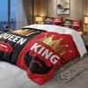 Комплект из 3 предметов King Queen с принтом губ, Набор стеганых одеял ко Дню святого Валентина, Включает 1 пододеяльник и 2 наволочки(исключая отступы)