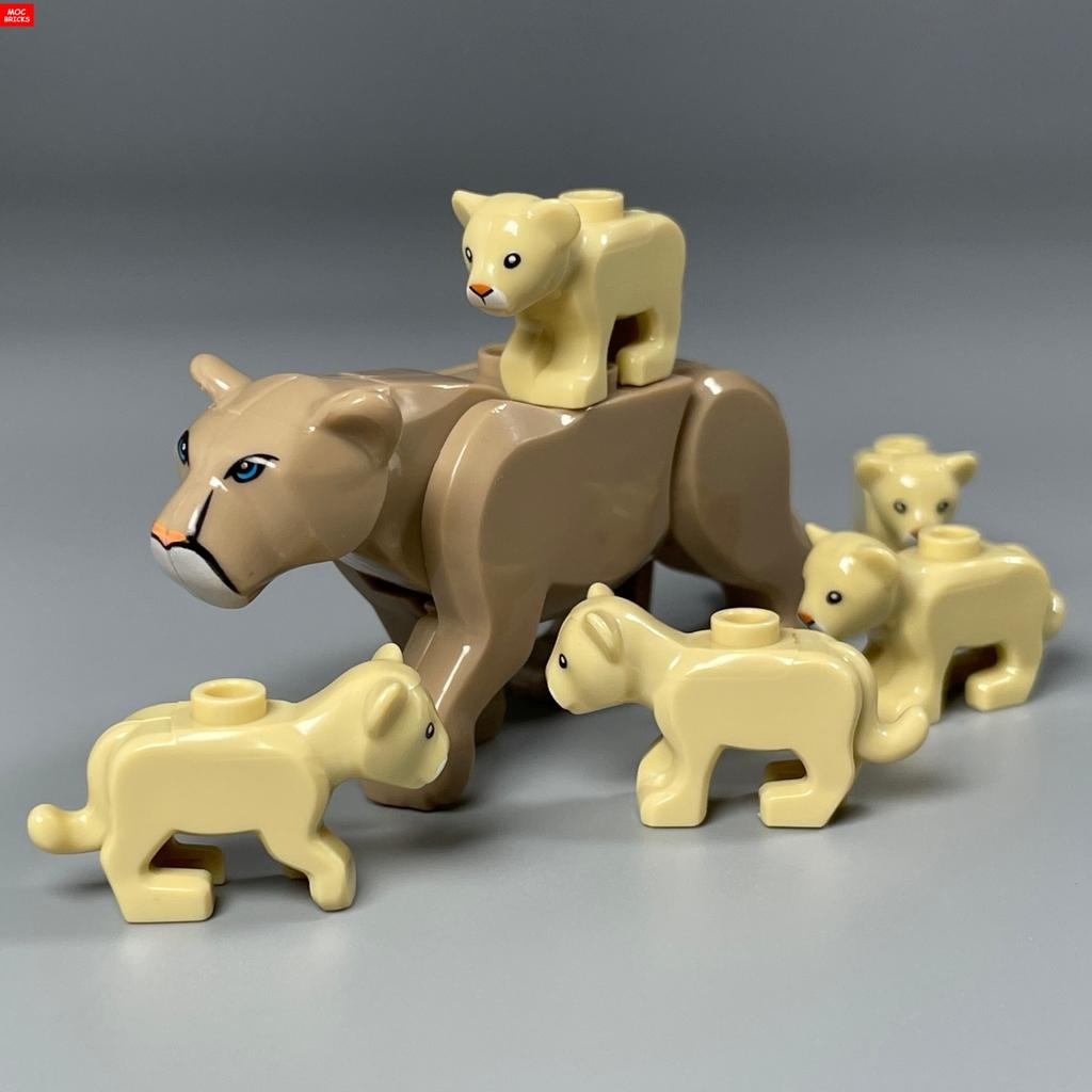 MOC Кубики Животные Маленькие Тигры Саблезубый Тигр Строительные Блоки Собранные Частицы Детские Игрушки