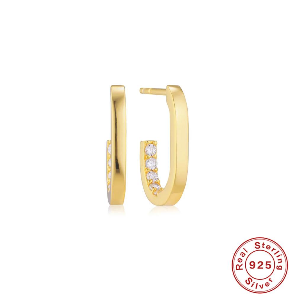 Серьги из стерлингового серебра S925, простые, модные, атмосферные, геометрические, с бриллиантовой инкрустацией, серьги, серьги, серьги, серьги