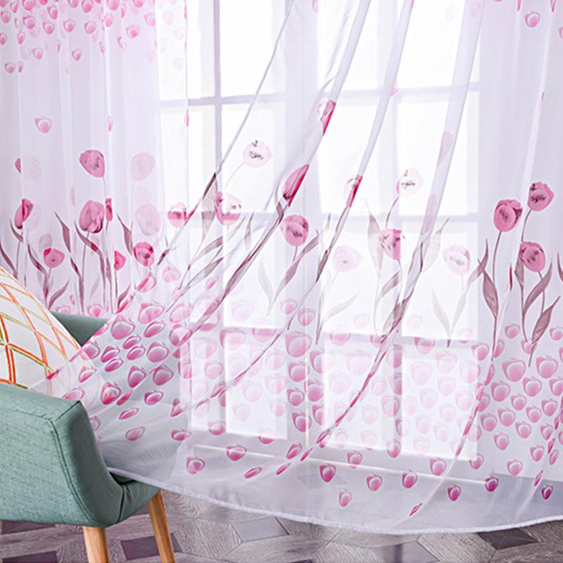 100*270 см Тюльпан Печатный Домашний Декор Вуаль Прозрачные Модные Шторы Для Окна Элегантные Шторы Для Экранирования Газовая Штора