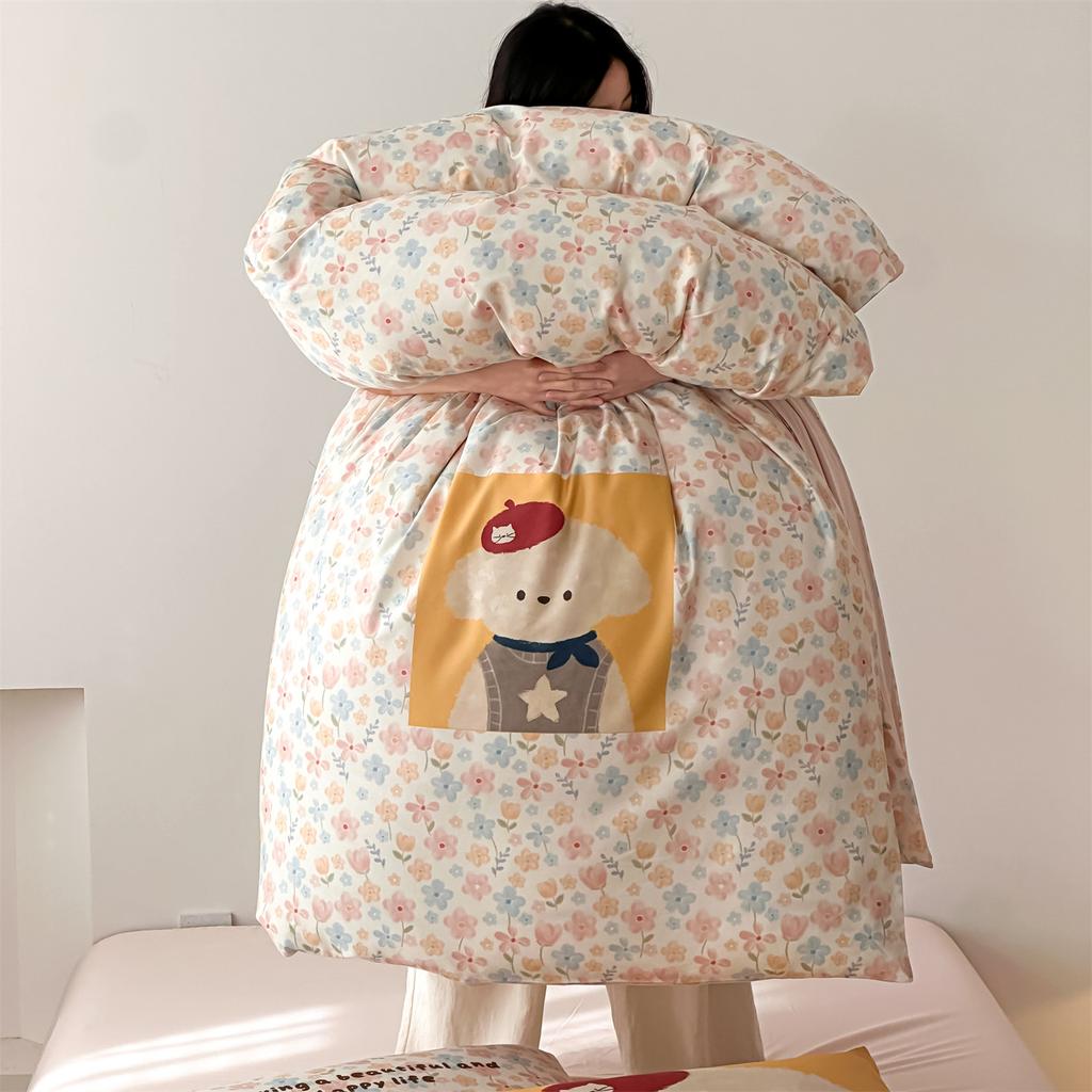 Sleep Grid Cotton Large Edition Digital Printed Four Piece Set