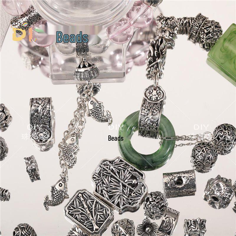 Тибетский античный серебряный бусина-разделитель Цветок, кулон для DIY-украшений