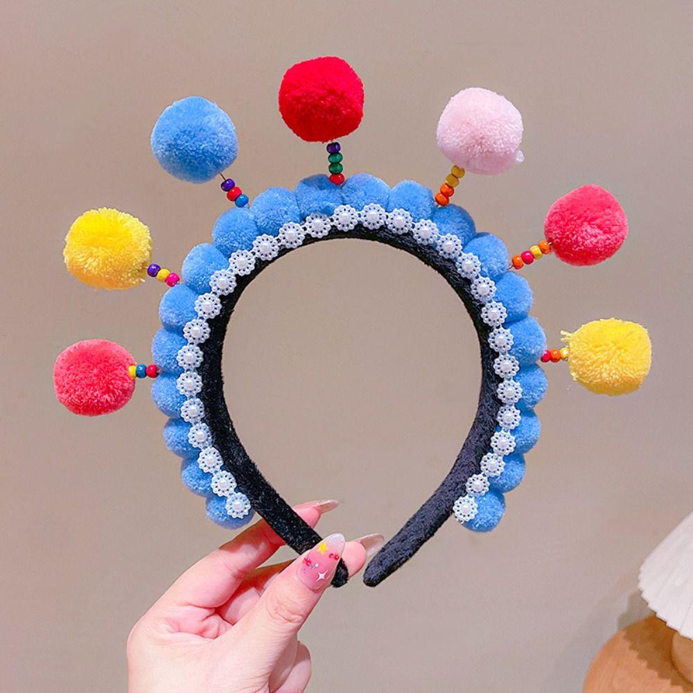 Pearl Chinese New Year Headwear Tang Suit Hair Hoop Hanfu Headwear Beijing Opera Headband  Girls