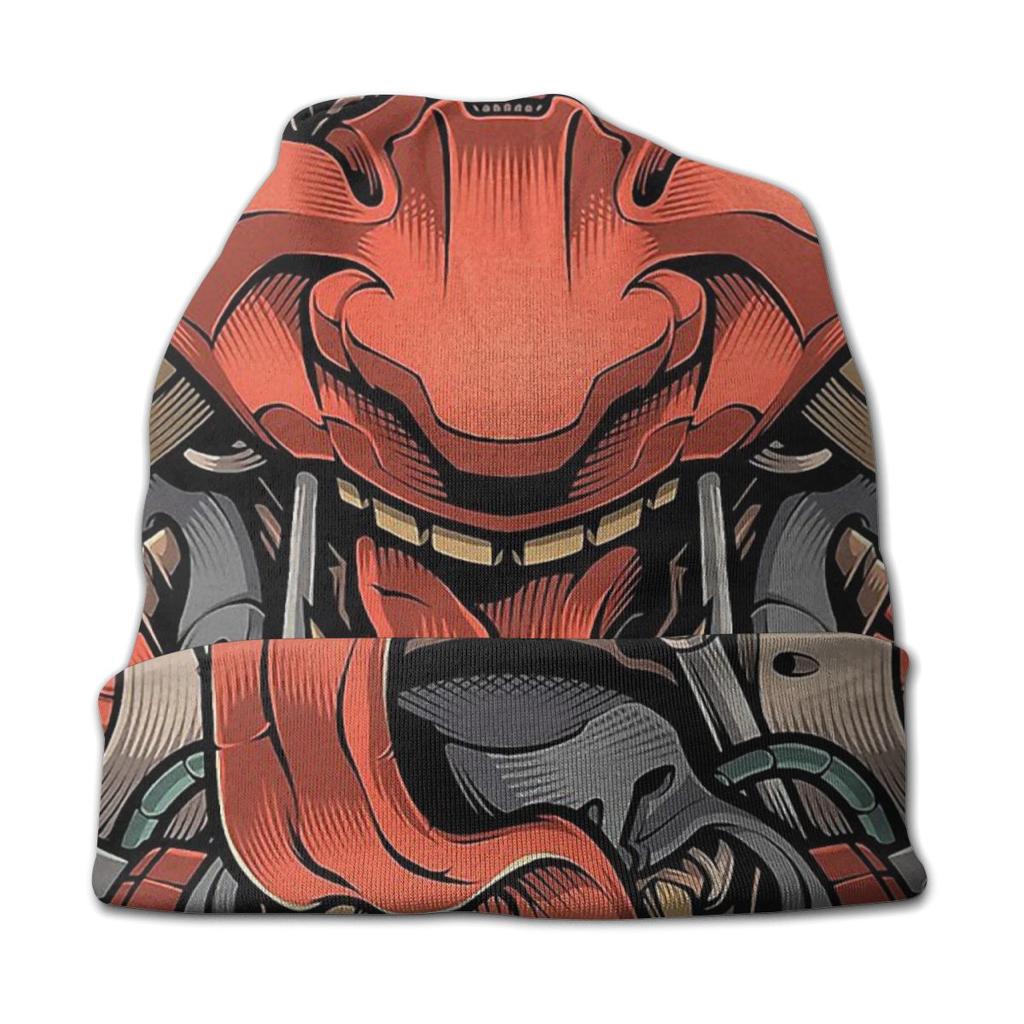 Вязаная шапка ONI MECHA, модные шапки-бини Oni, японские самураи, демонические черепа, лыжные шапки, хлопковые шапки с капюшоном