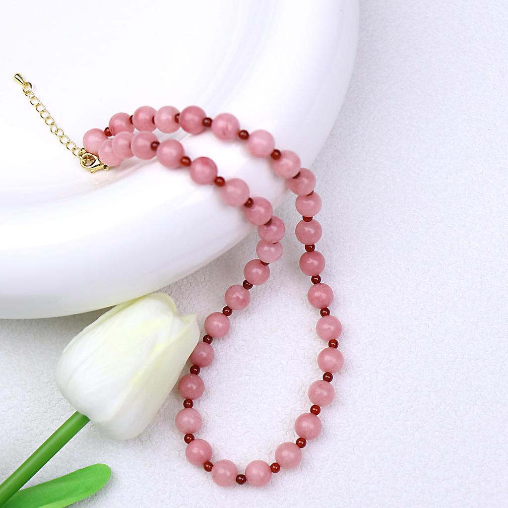 Женское дофаминовое ожерелье из бусин с родохрозитом и красным агатом из меди с золотым покрытием для моды и элегантности