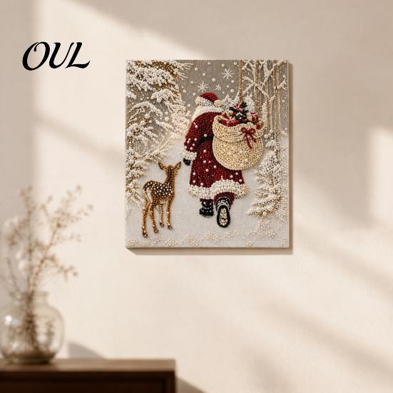 Crafting Kits for Kids Christmas Faux Pearl Painting Kit, Santa Reindeer DIY Art Relaxing Hobby 3D Angel Wall Craft Kit Adults, Festive Home