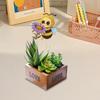 6Pcs Bee Stakes Diamond Painting Kits Animal Diamond Art Kits Diamond Art Garden Decor Kits for Flower Plant Pot